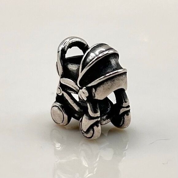 TROLLBEADS Sweet Dreams Silver Bead LAA 925S NEW! Baby Stroller - Picture 1 of 5